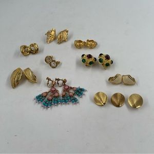 Lot of 8 - Gold-Toned Clip-On Earring Sets (Monet & Joan Rivers Type Brands)